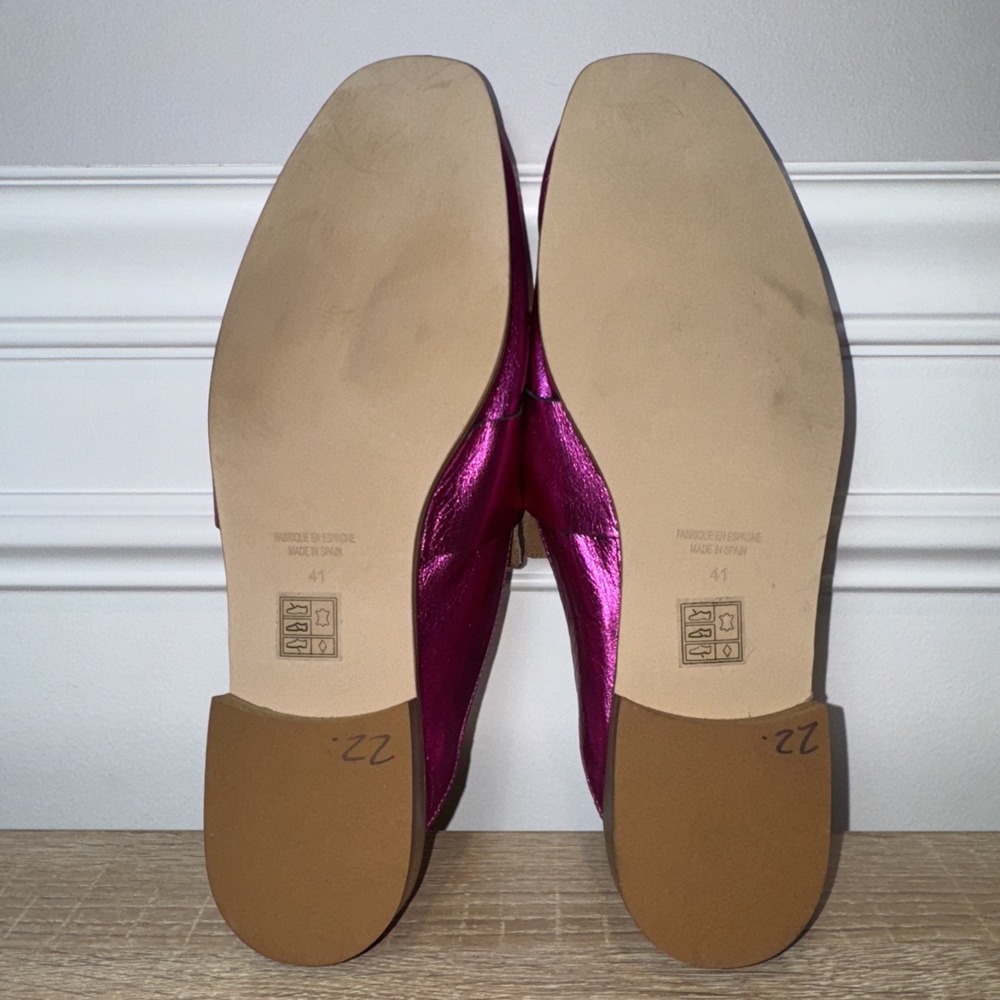 Free People Women's Metallic Pink Magenta At Ease Loafer Mule EU 41 US 20.5 NWOB - Picture 10 of 10